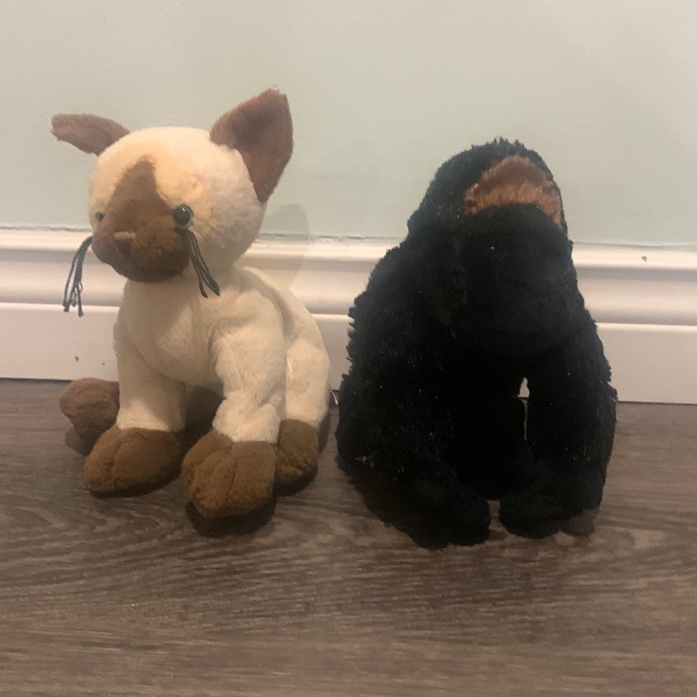 Silver back gorilla and Siamese cat GANZ plush